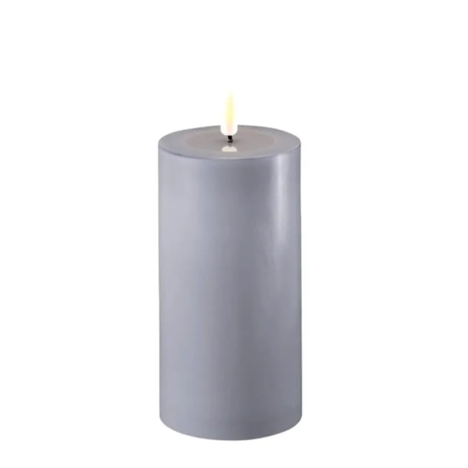 Home Smith Deluxe LED Flameless Pillar Candles in Dust Blue Koppers Flameless Candles