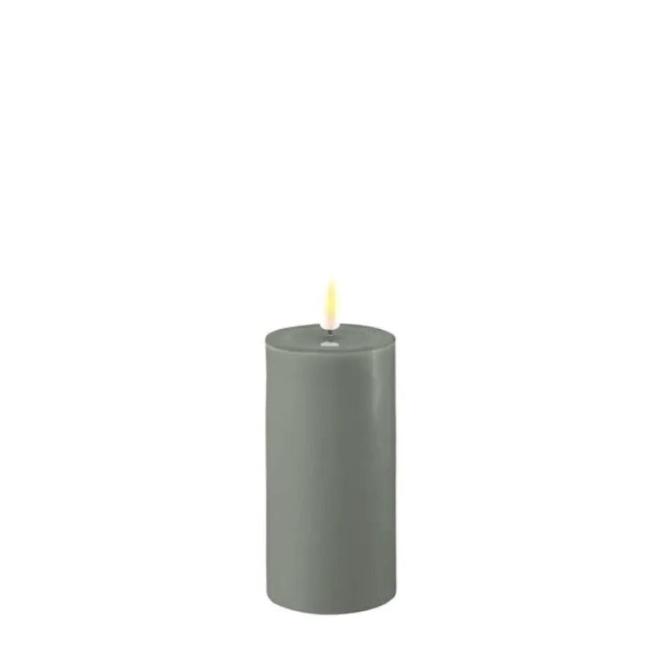 Home Smith Deluxe LED Flameless Pillar Candles in Salvie Green Koppers Flameless Candles