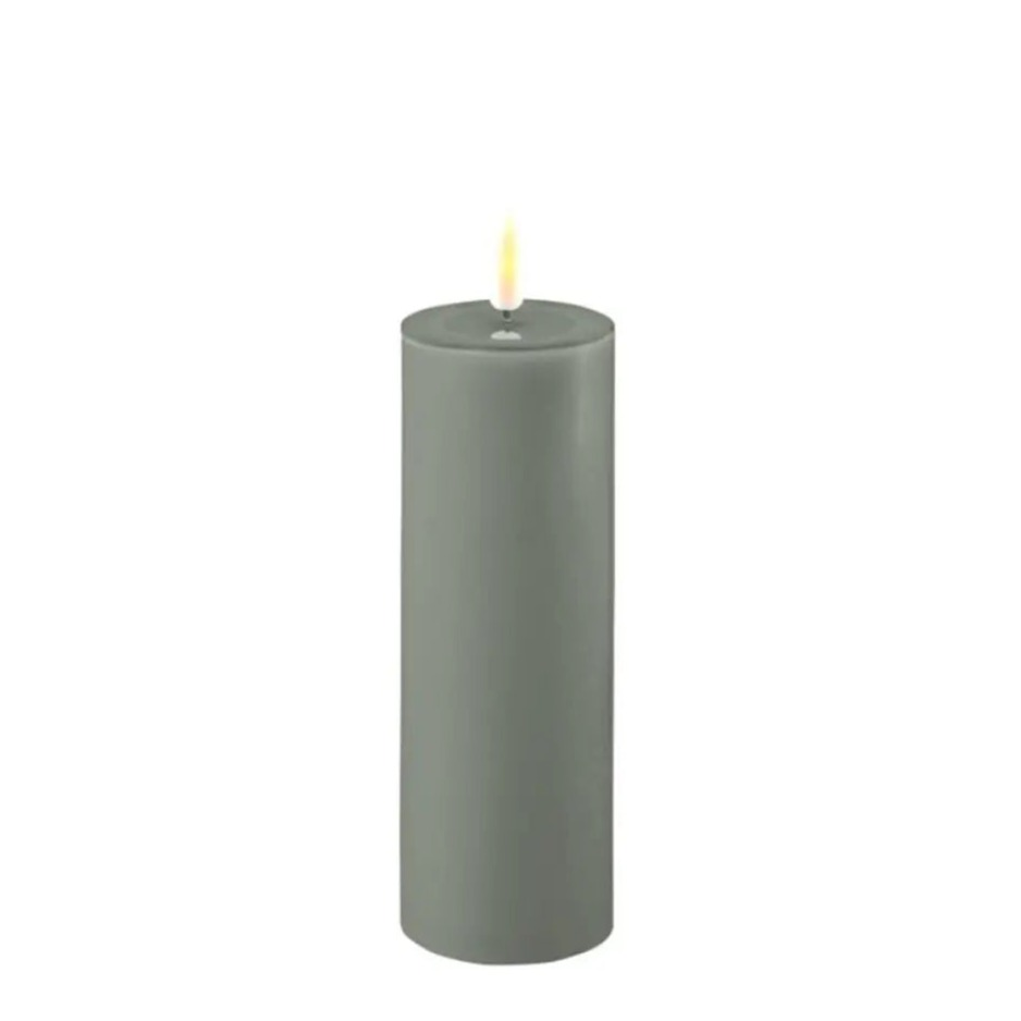 Home Smith Deluxe LED Flameless Pillar Candles in Salvie Green Koppers Flameless Candles