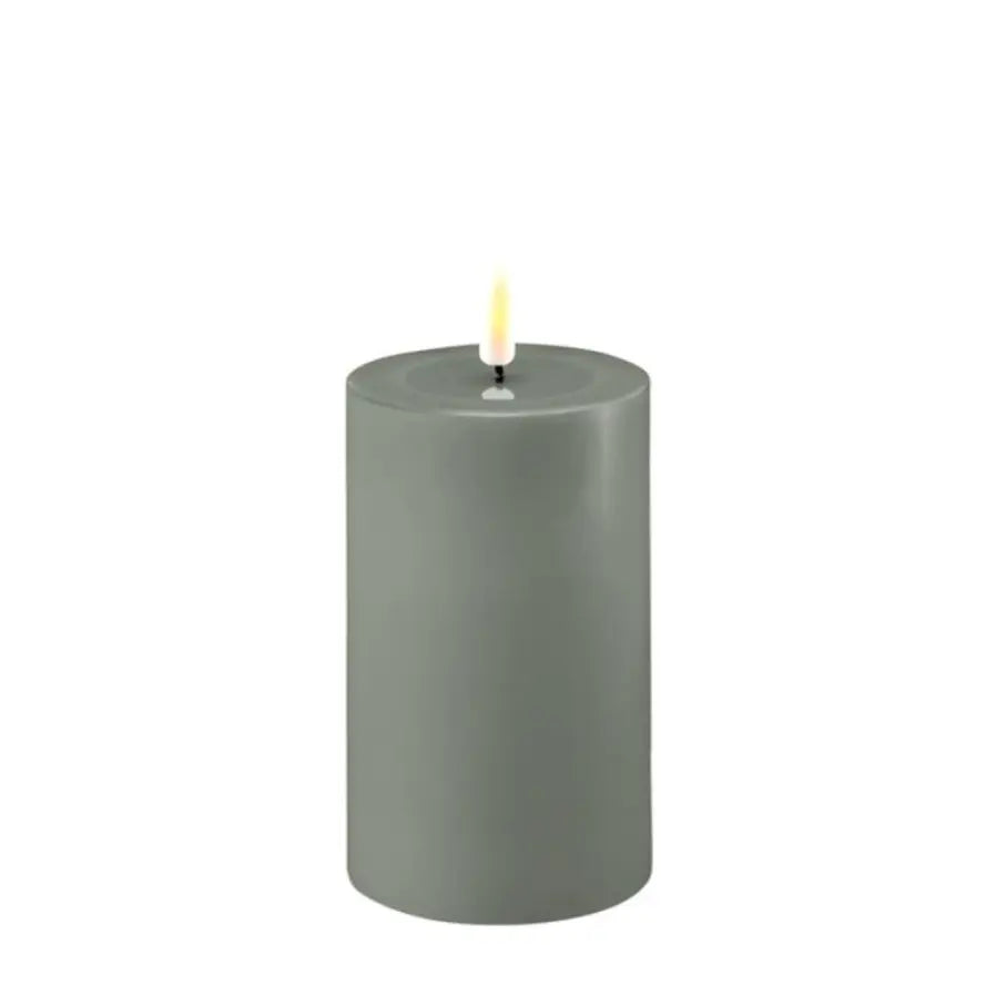 Bougies piliers sans flamme à LED de luxe en vert Salvie