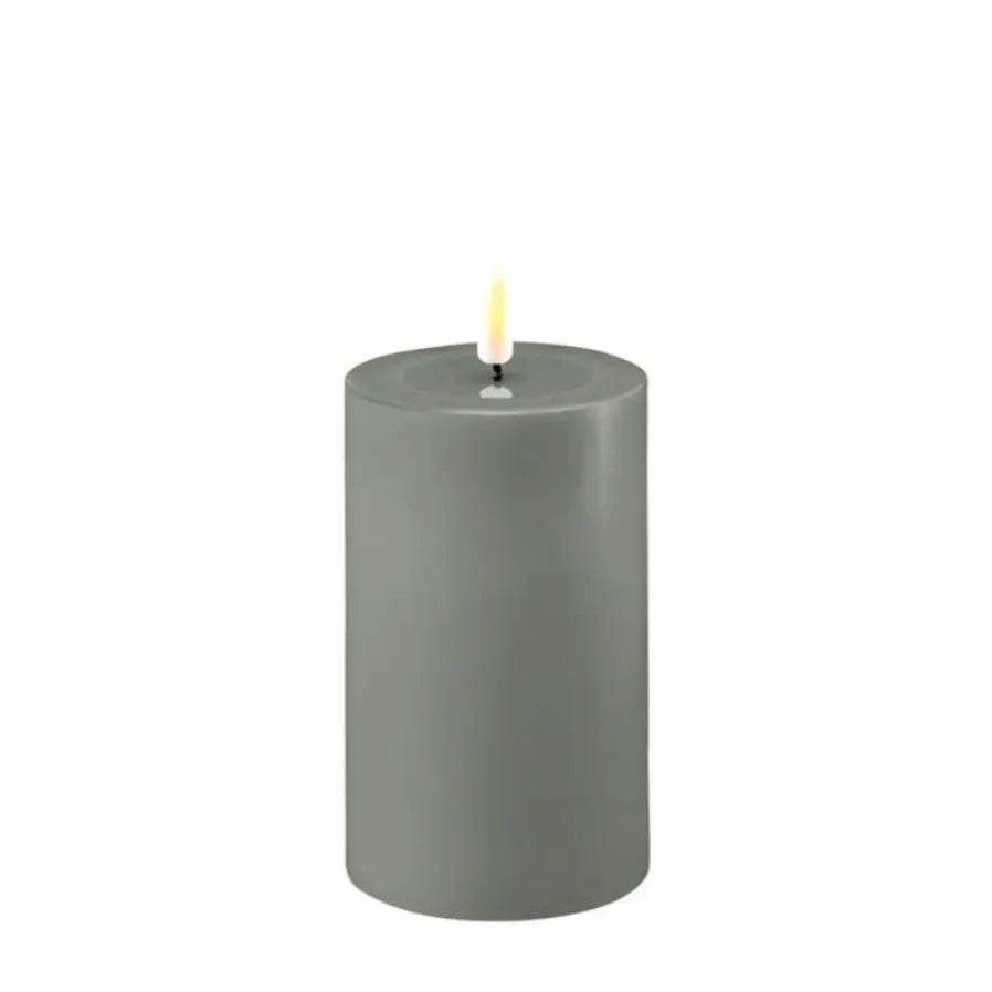 Deluxe LED Flameless Pillar Candles in Salvie Green