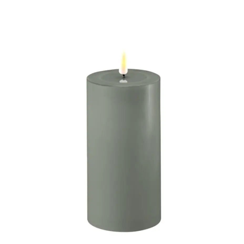 Bougies piliers sans flamme à LED de luxe en vert Salvie
