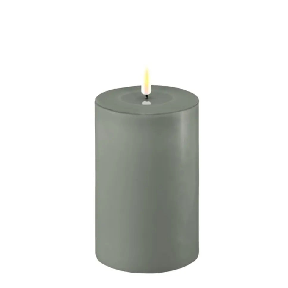 Bougies piliers sans flamme à LED de luxe en vert Salvie