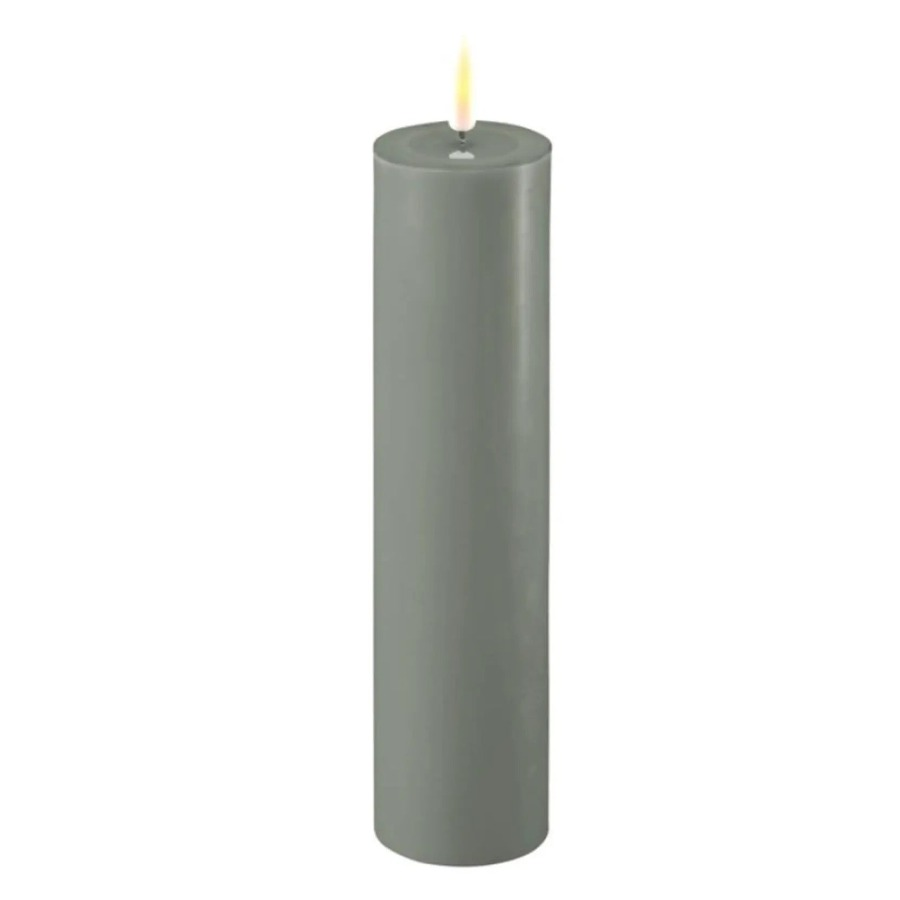 Home Smith Deluxe LED Flameless Pillar Candles in Salvie Green Koppers Flameless Candles