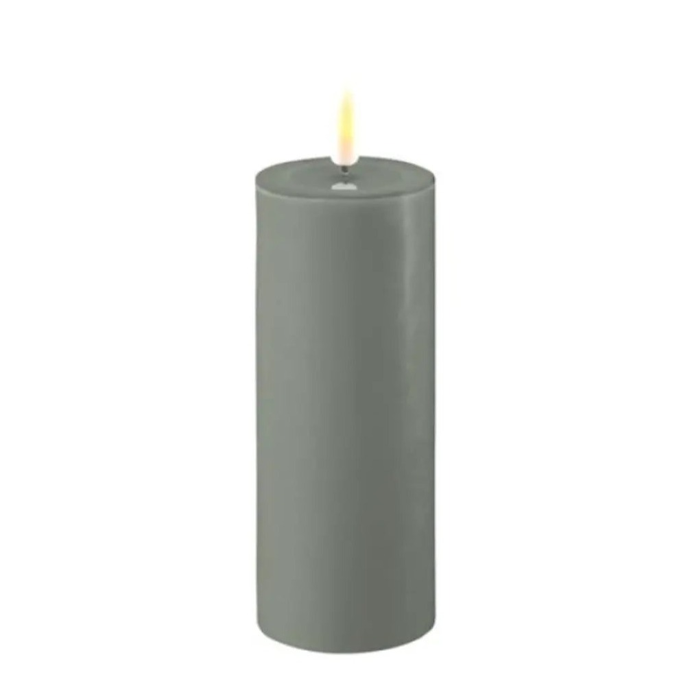 Home Smith Deluxe LED Flameless Pillar Candles in Salvie Green Koppers Flameless Candles