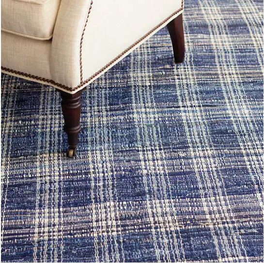 Denim Plaid Woven Cotton Rug - Home Smith