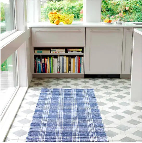 Denim Plaid Woven Cotton Rug - Home Smith