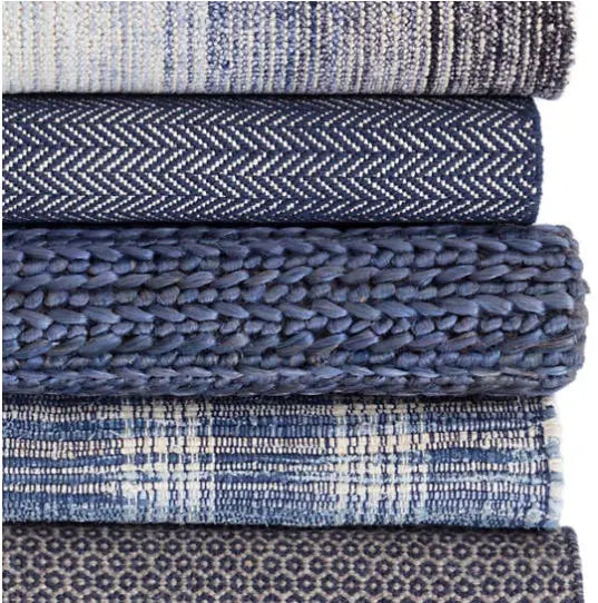 Denim Plaid Woven Cotton Rug - Home Smith