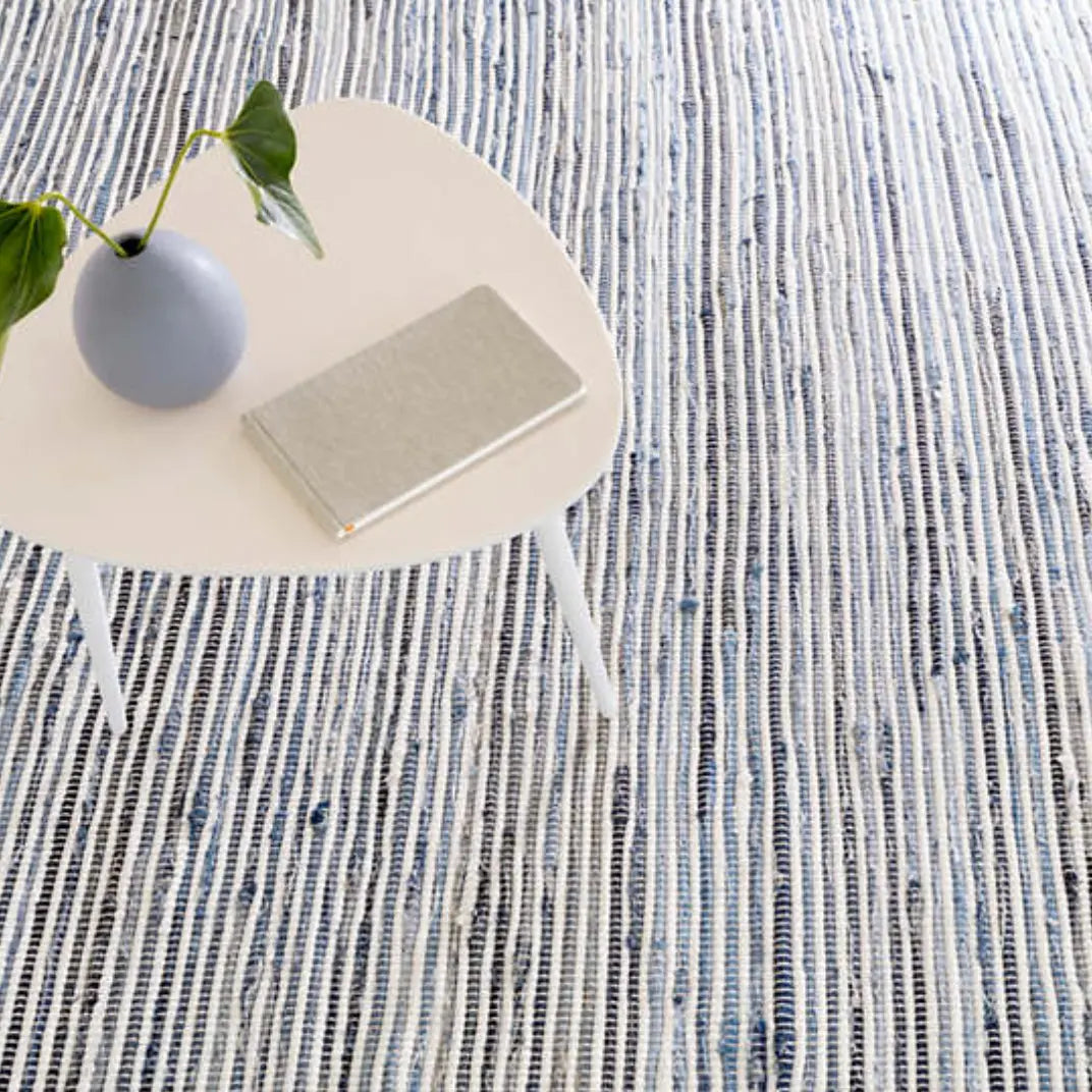 Denim Rag Ribbed Woven Cotton Rug - Home Smith