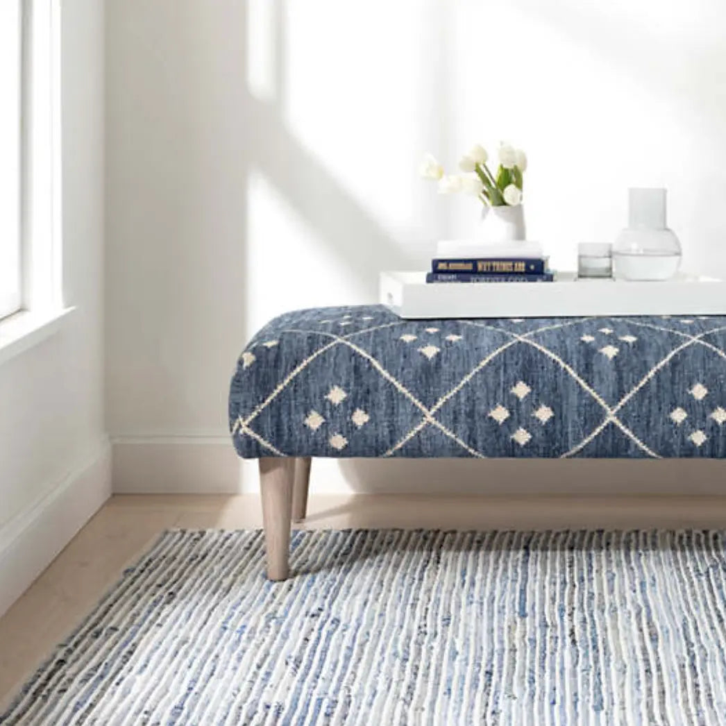 Denim Rag Ribbed Woven Cotton Rug - Home Smith