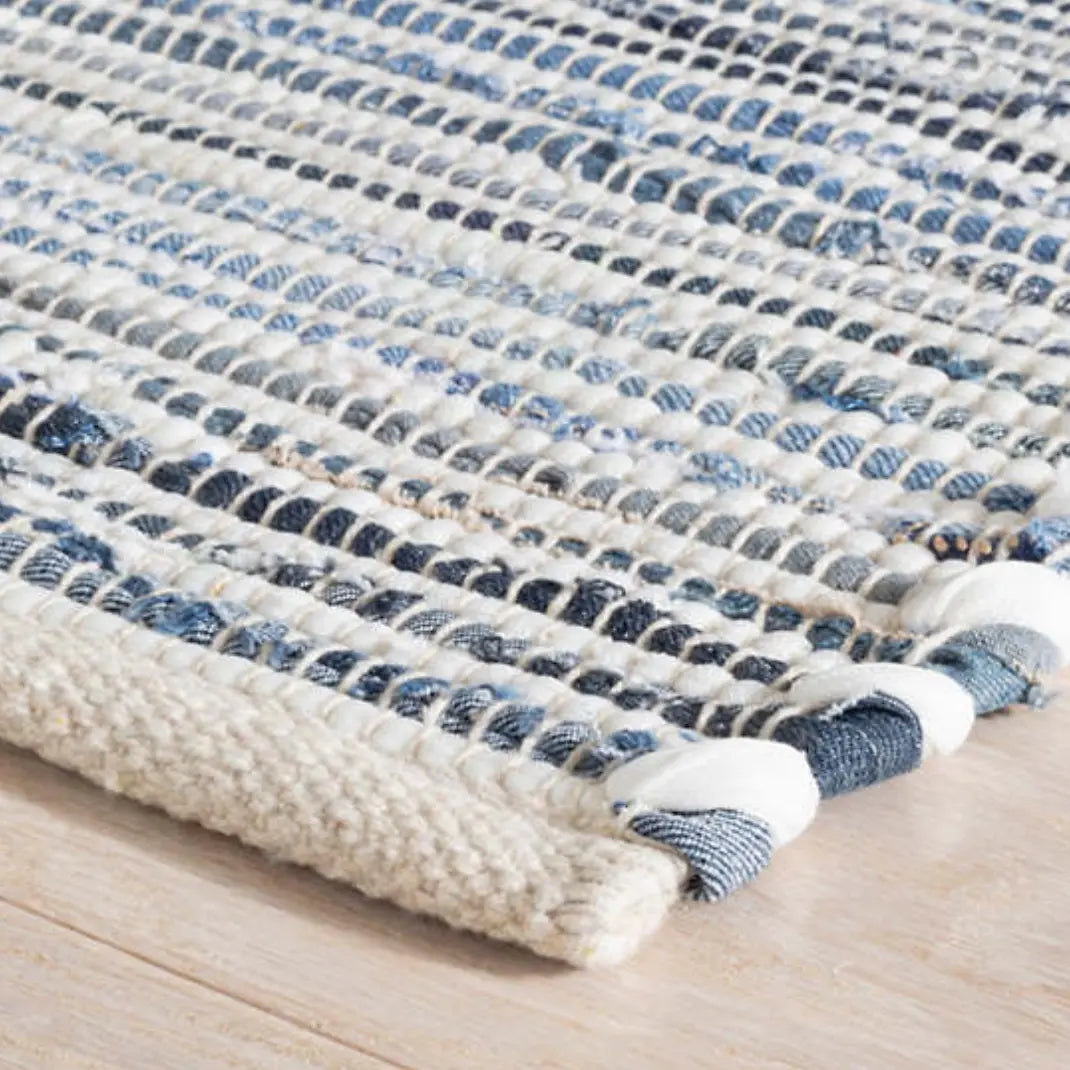 Denim Rag Ribbed Woven Cotton Rug - Home Smith