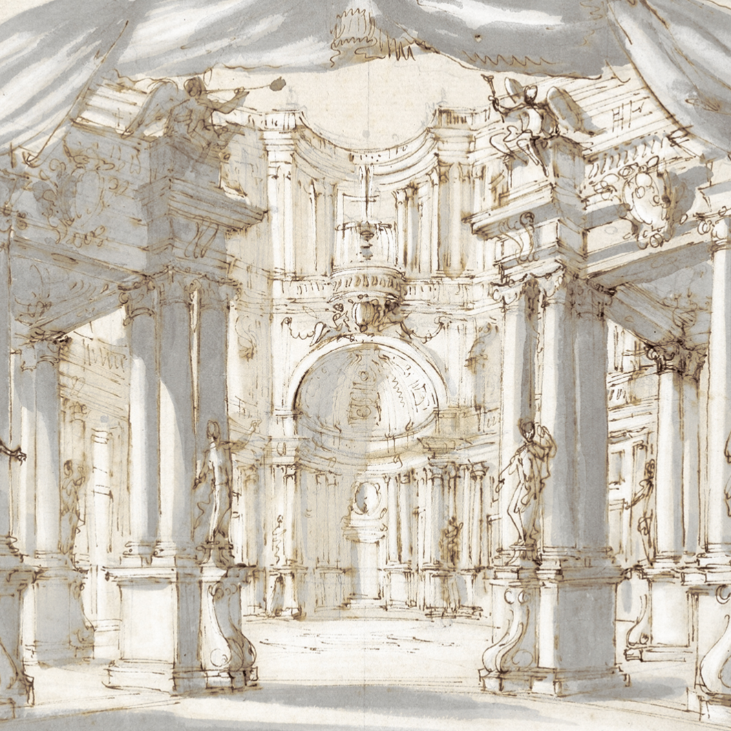 1713 Courtyard Stage Framed Art Print