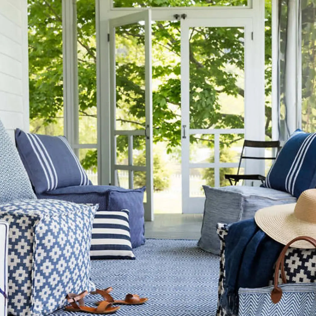 Diamond Denim/White Indoor/Outdoor Rug - Home Smith