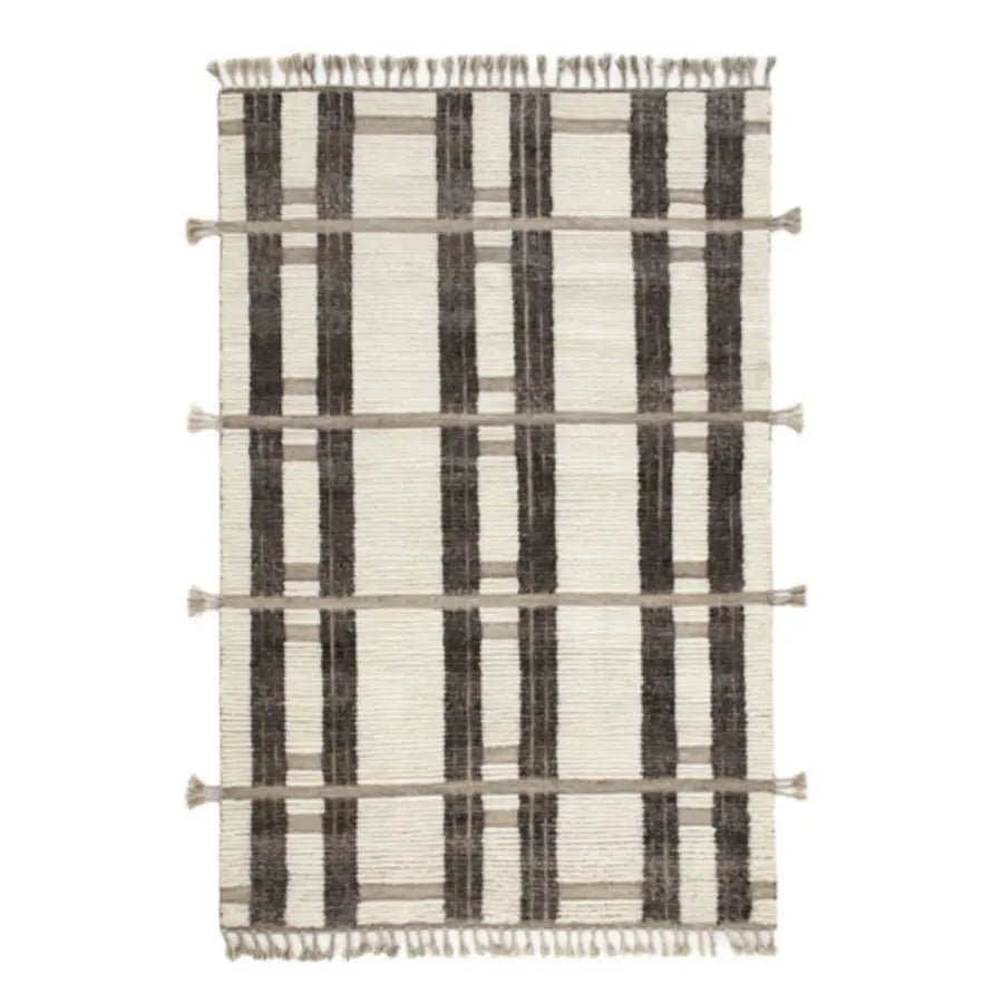 Everett Ivory/Grey Hand Knotted Wool Rug - Home Smith
