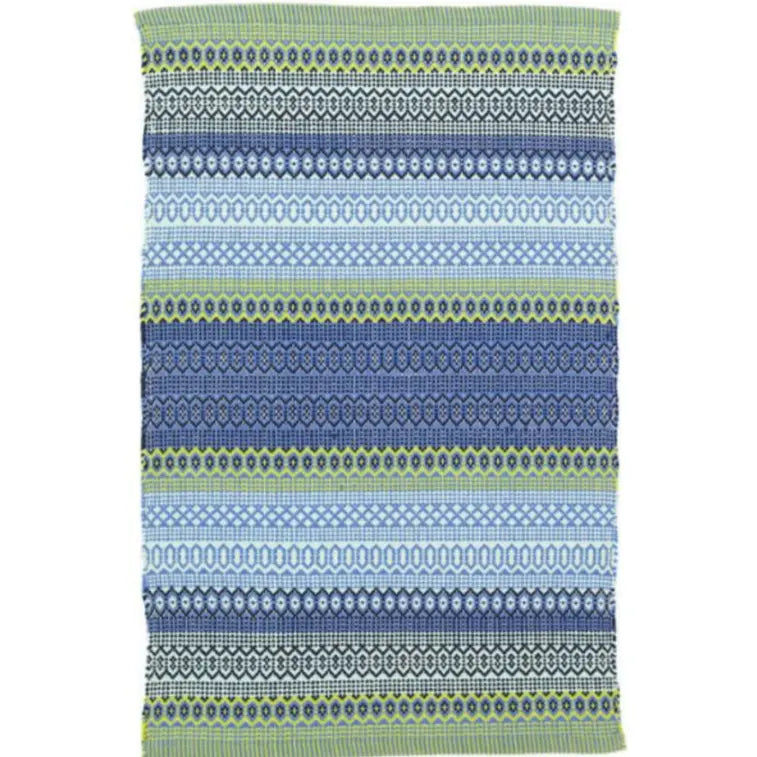 Fiesta Stripe French Blue/Green Indoor/Outdoor Rug - Home Smith
