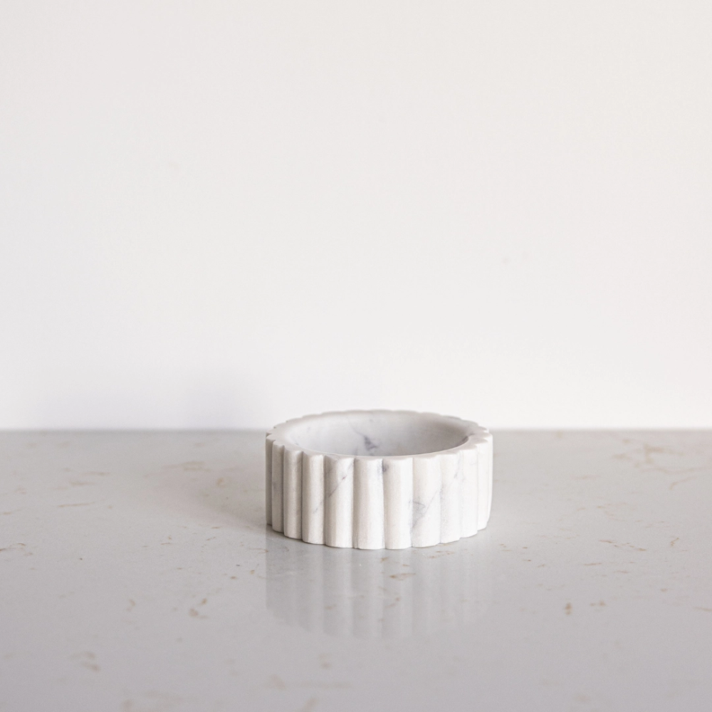 Fluted Marble Soap Dish available in black or white at Home Smith