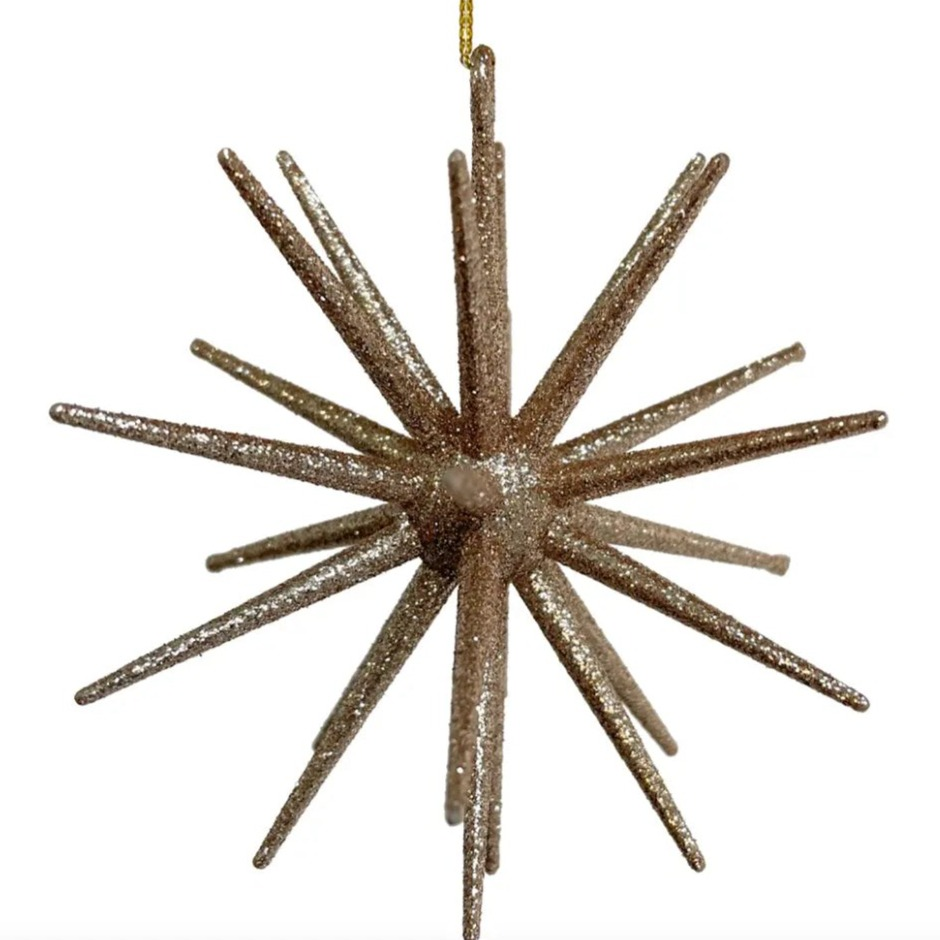Home Smith Glitter 3D Sphere Star in Champagne Shi Shi Holiday Ornaments