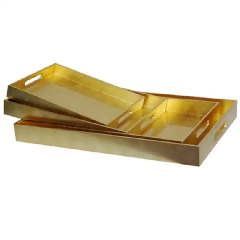 Gold Leaf Lacquer Rectangular Serving Trays - Home Smith