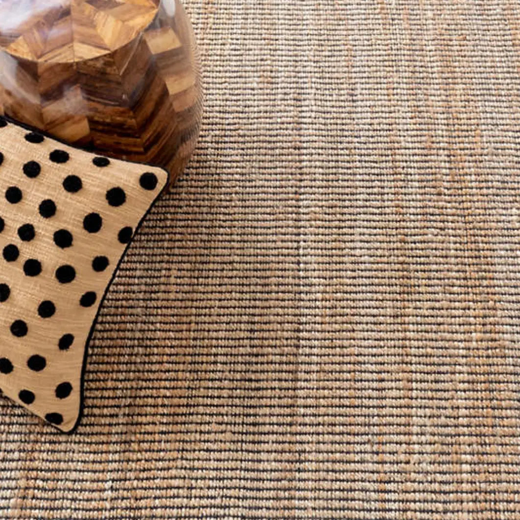 Gridwork Black Woven Jute Rug - Home Smith