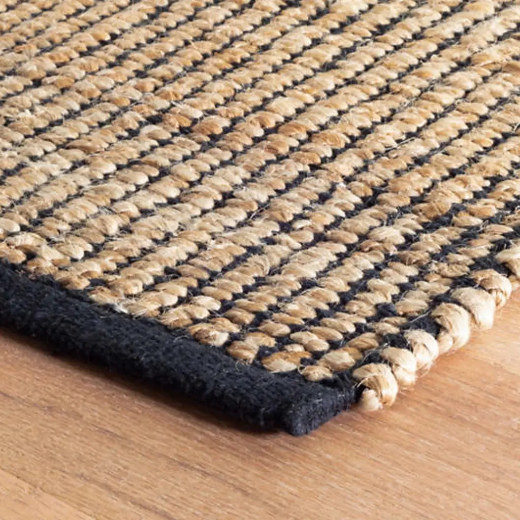 Gridwork Black Woven Jute Rug - Home Smith