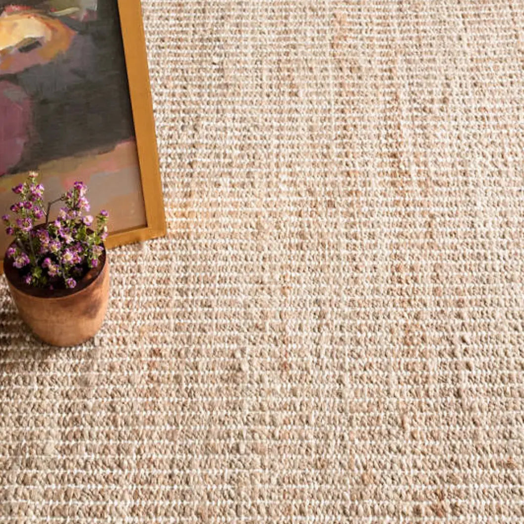 Gridwork Ivory Woven Jute Rug - Home Smith