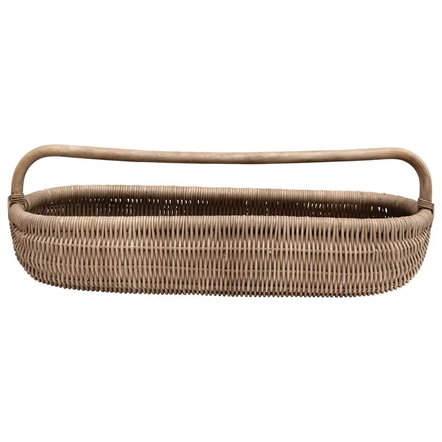 Hand Woven Rattan Basket with Handle - Home Smith