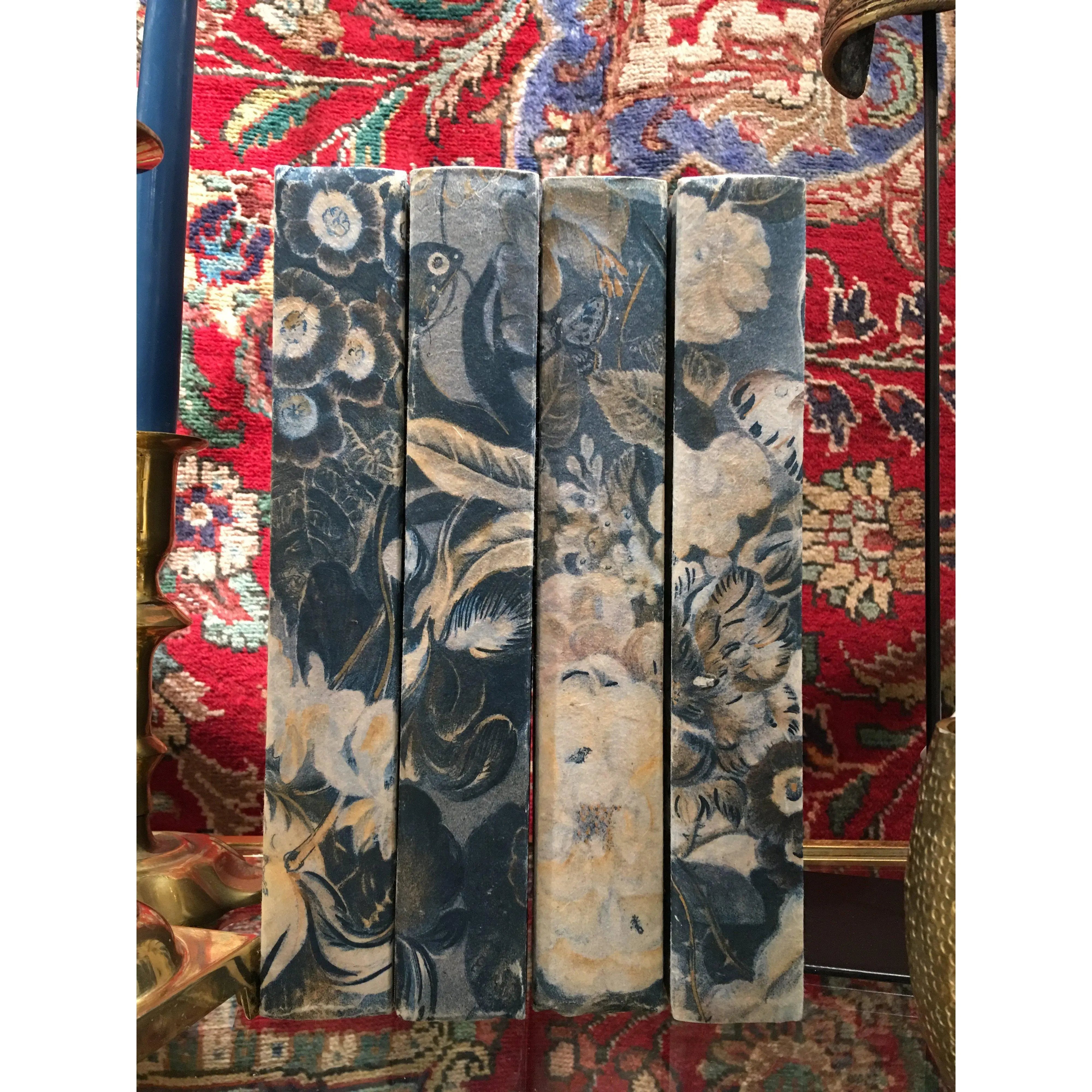 Handmade Parchment Bound Books With Gold Flower Binding - Home Smith