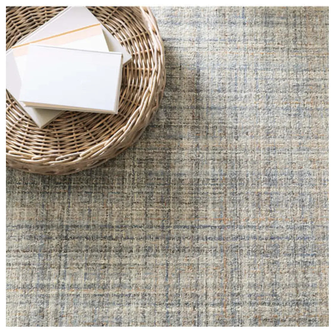 Harris Blue/Brown Micro Hooked Wool Rug - Home Smith