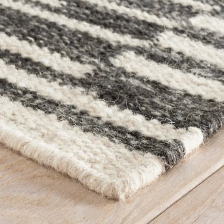 Heights Charcoal Woven Wool Rug - Home Smith