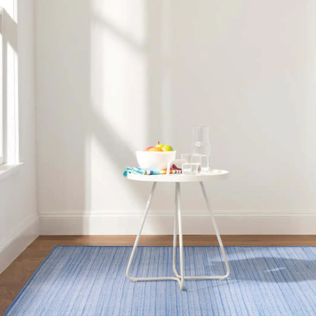 Herringbone Indoor/Outdoor Rug in French Blue/White - Home Smith