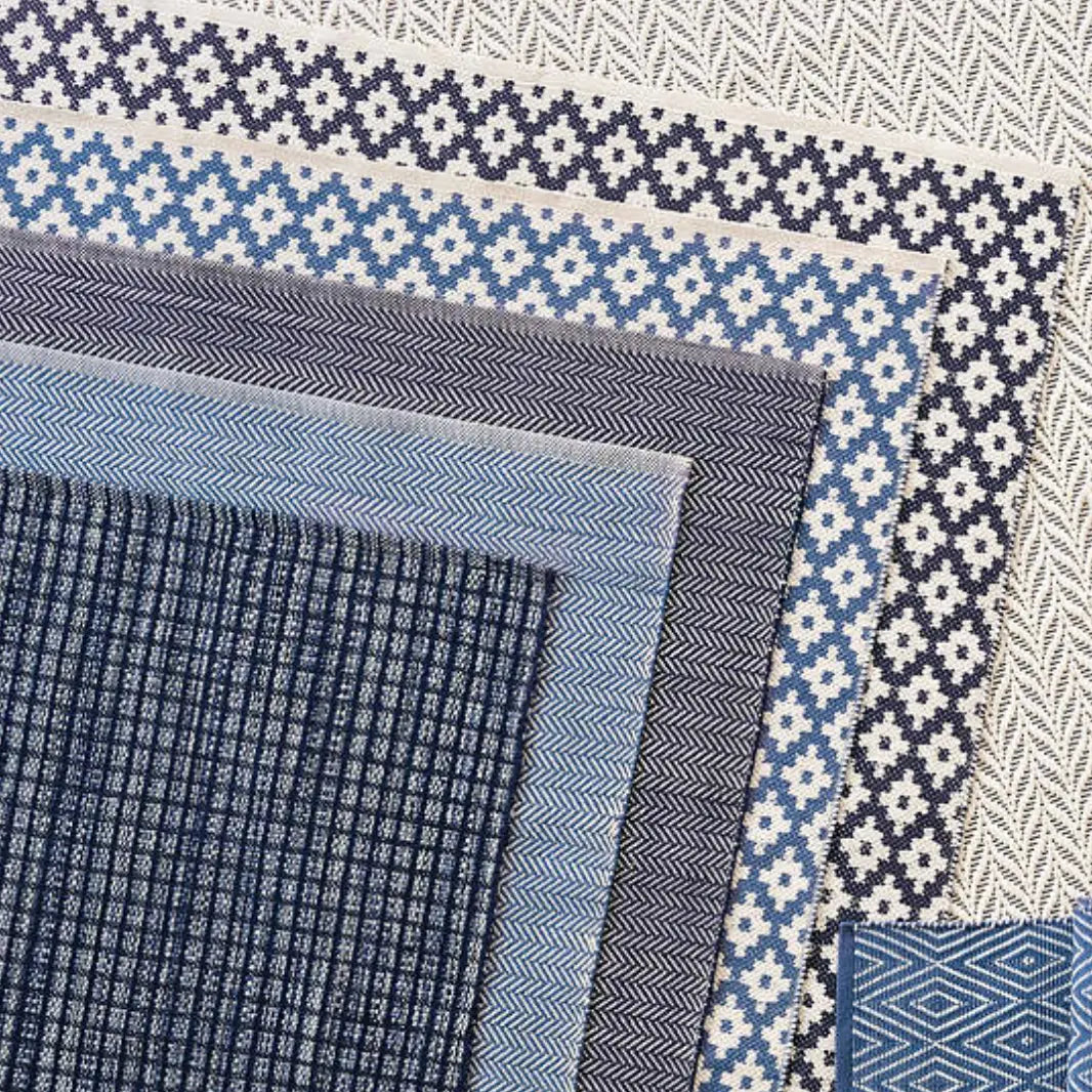 Herringbone Indoor/Outdoor Rug in Indigo/White - Home Smith