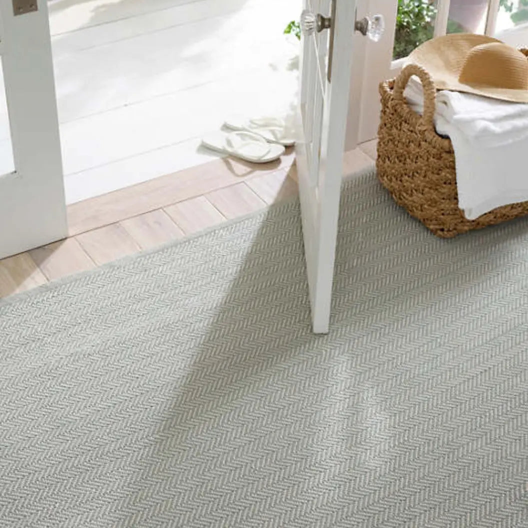 Herringbone Indoor/Outdoor Rug in Light Blue/Ivory - Home Smith