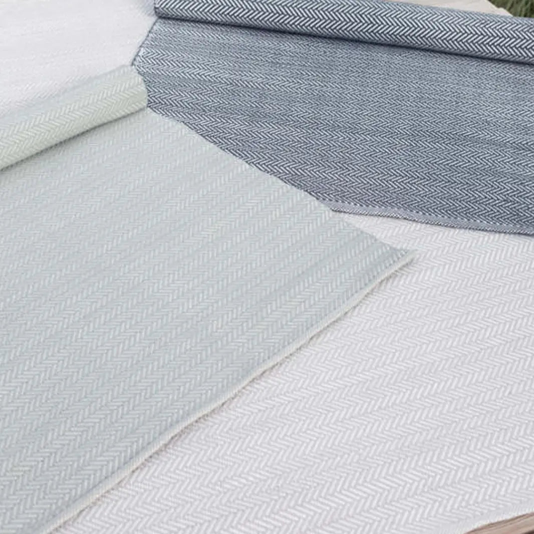 Herringbone Indoor/Outdoor Rug in Light Blue/Ivory - Home Smith