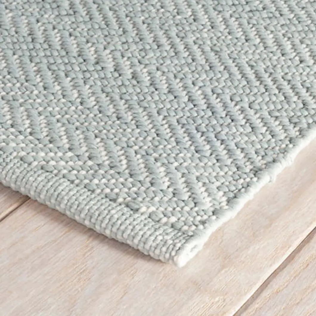 Herringbone Indoor/Outdoor Rug in Light Blue/Ivory - Home Smith
