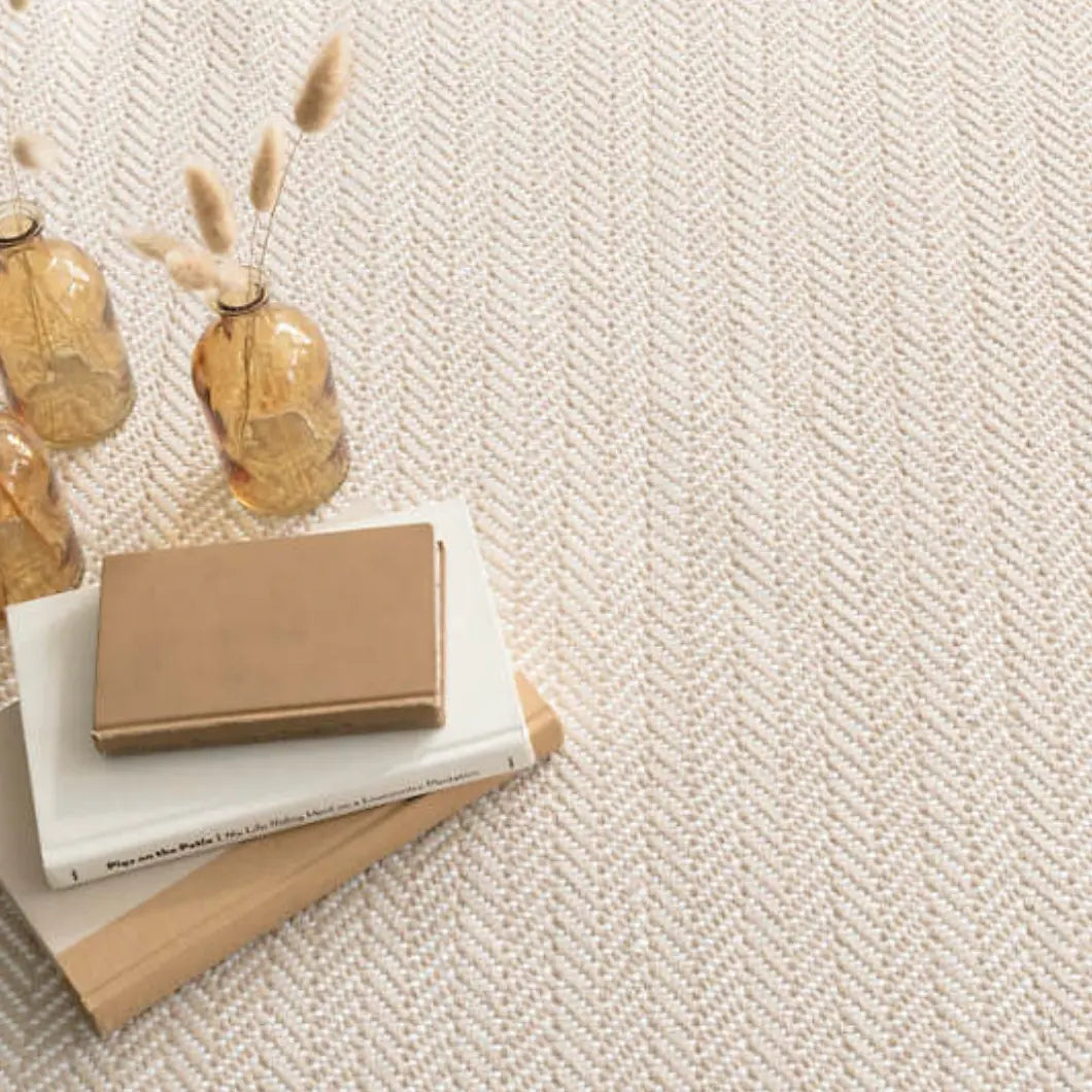 Herringbone Indoor/Outdoor Rug in Linen/White - Home Smith