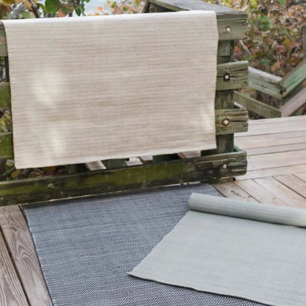 Herringbone Indoor/Outdoor Rug in Linen/White - Home Smith