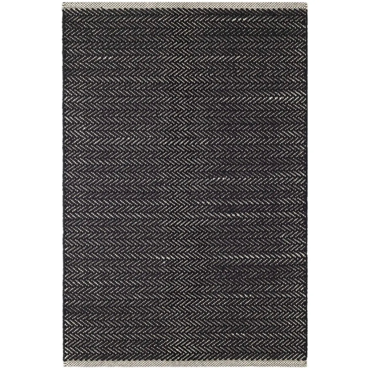 Herringbone Woven Cotton Rug in Black - Home Smith