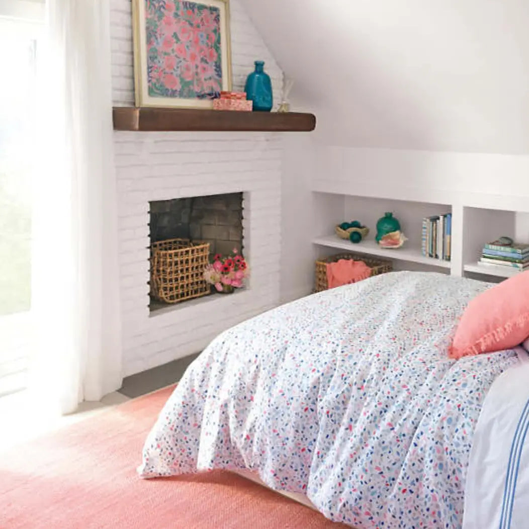 Herringbone Woven Cotton Rug in Coral - Home Smith