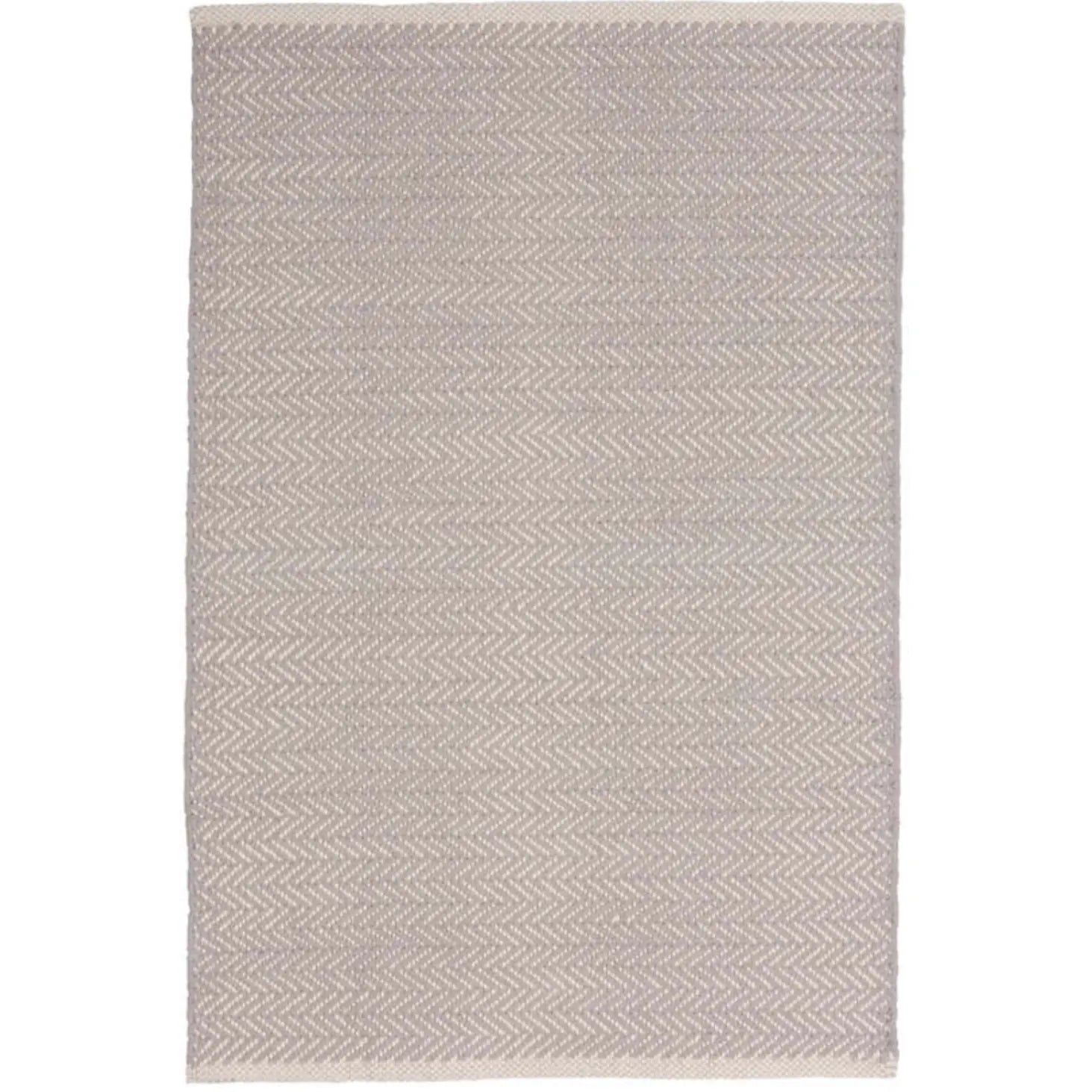 Herringbone Woven Cotton Rug in Dove Grey - Home Smith