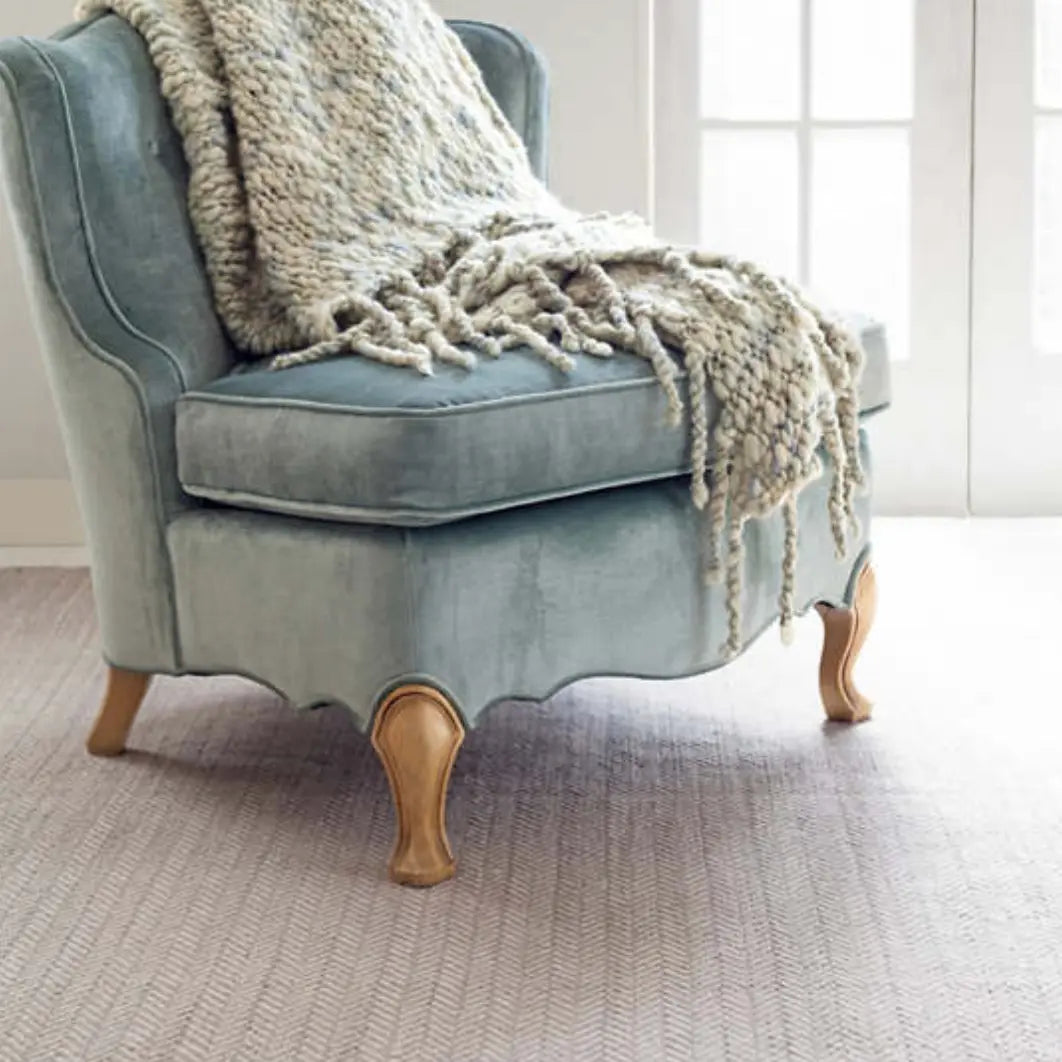 Herringbone Woven Cotton Rug in Dove Grey - Home Smith