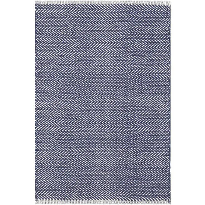 Herringbone Woven Cotton Rug in Indigo - Home Smith