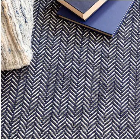 Herringbone Woven Cotton Rug in Indigo - Home Smith