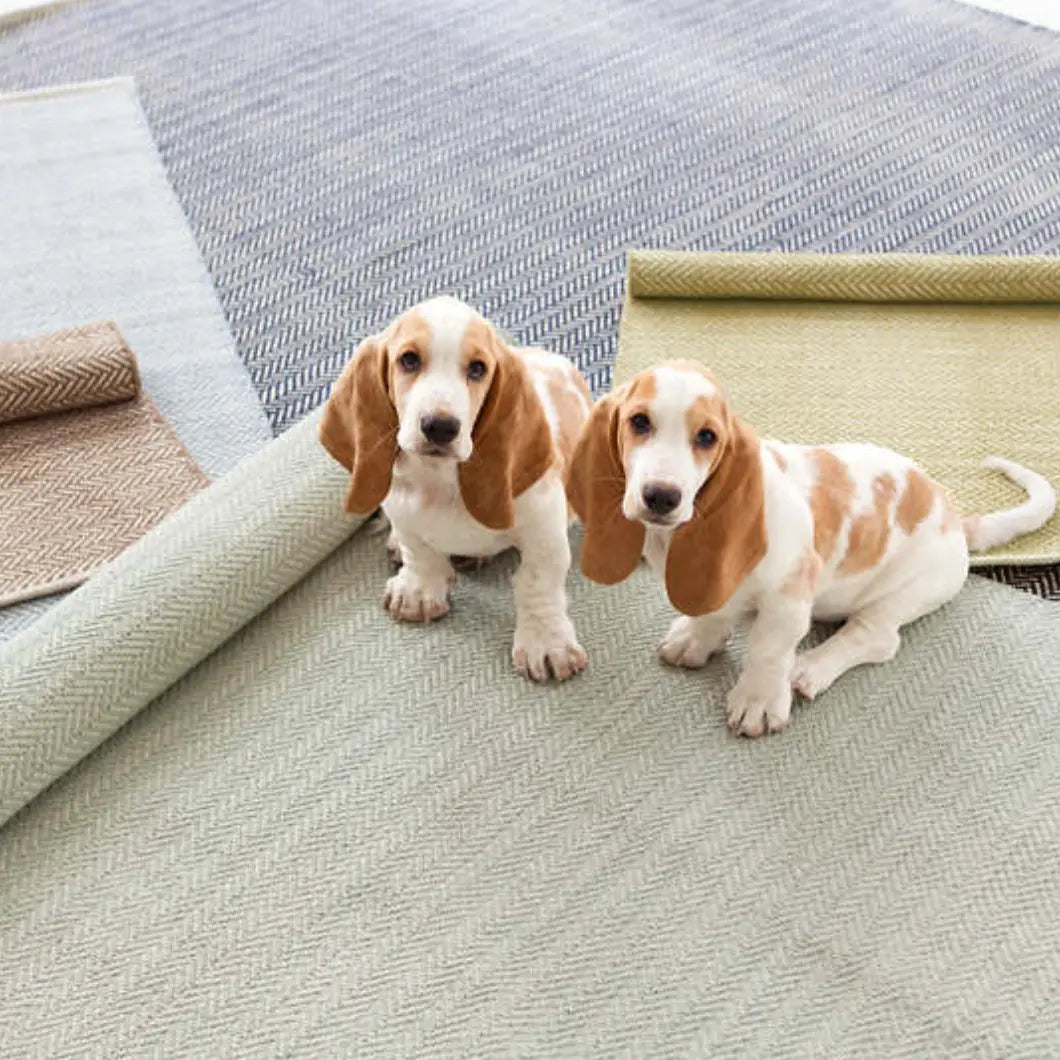 Herringbone Woven Cotton Rug in Ocean - Home Smith
