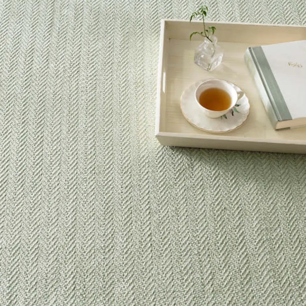 Herringbone Woven Cotton Rug in Ocean - Home Smith