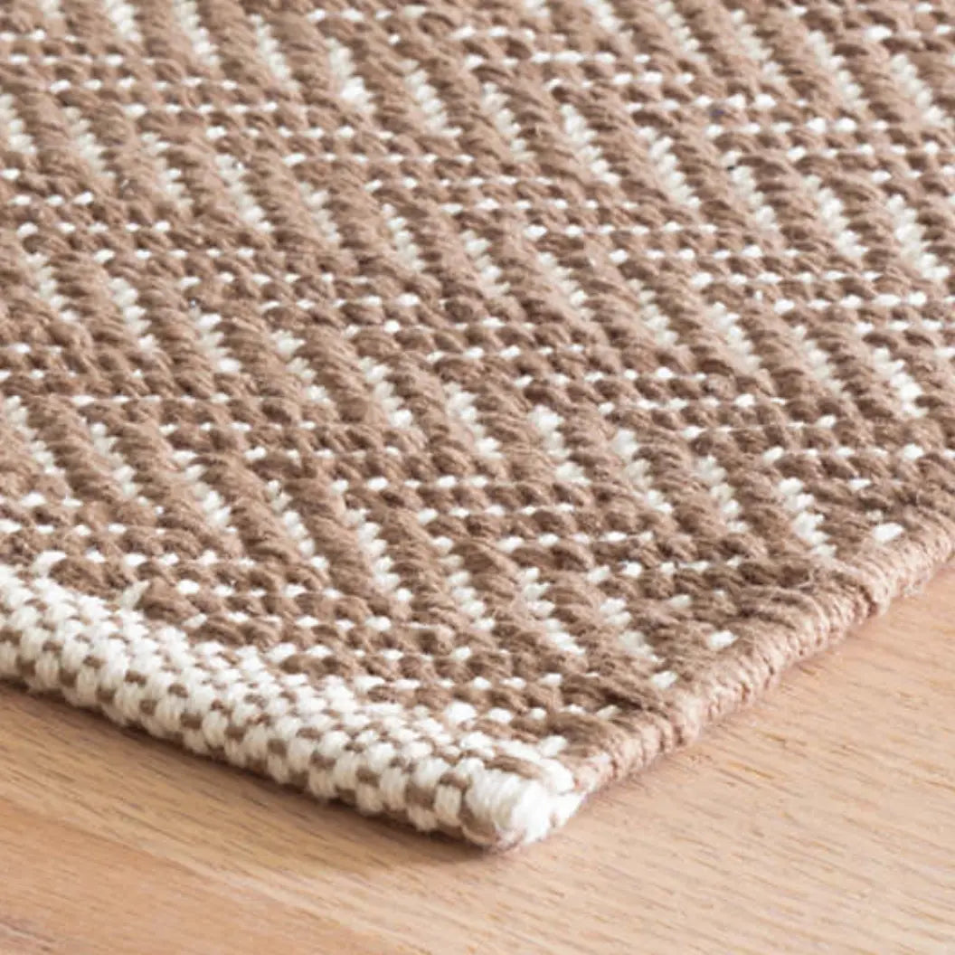 Herringbone Woven Cotton Rug in Stone - Home Smith