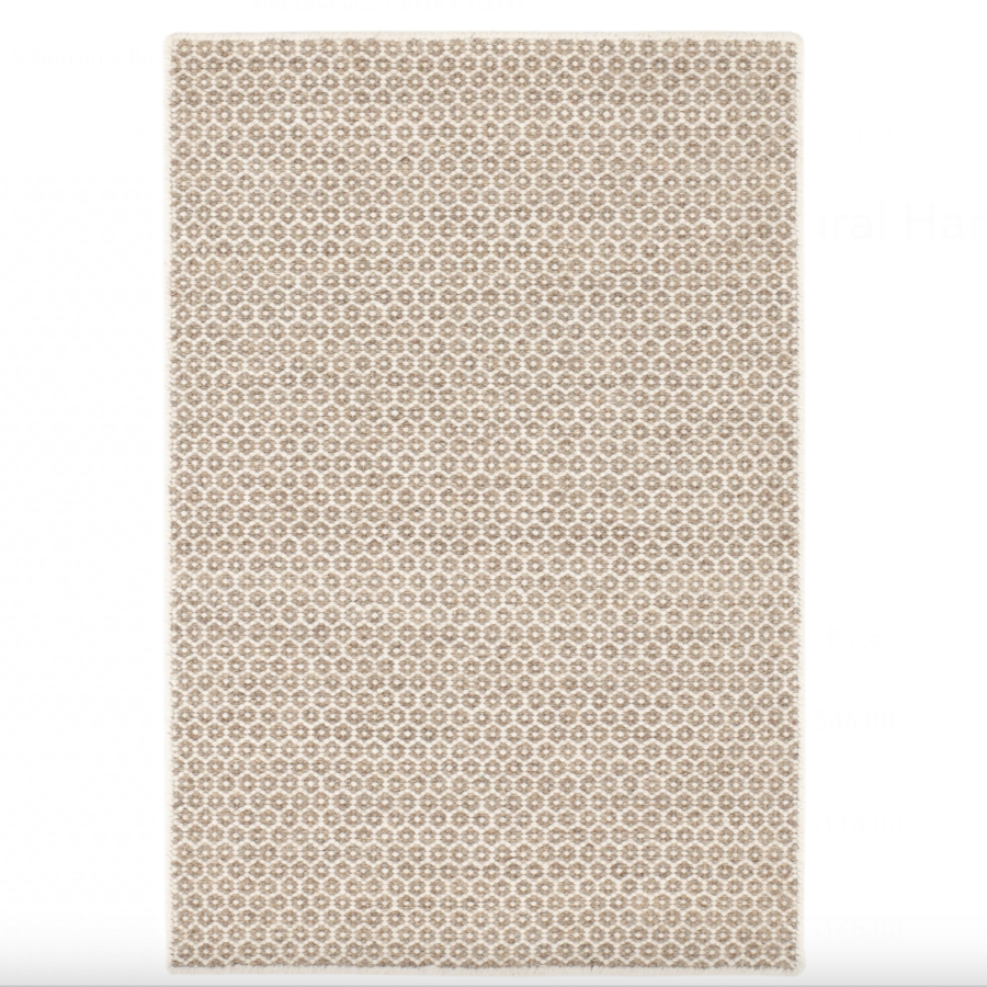 Tapis en laine tissée ivoire/gris en nid d'abeille