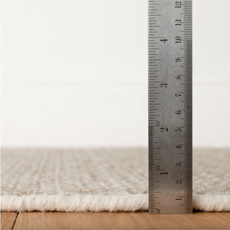 Tapis en laine tissée ivoire/gris en nid d'abeille