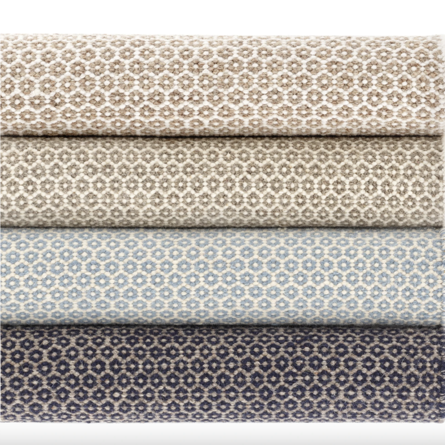 Tapis en laine tissée ivoire/gris en nid d'abeille