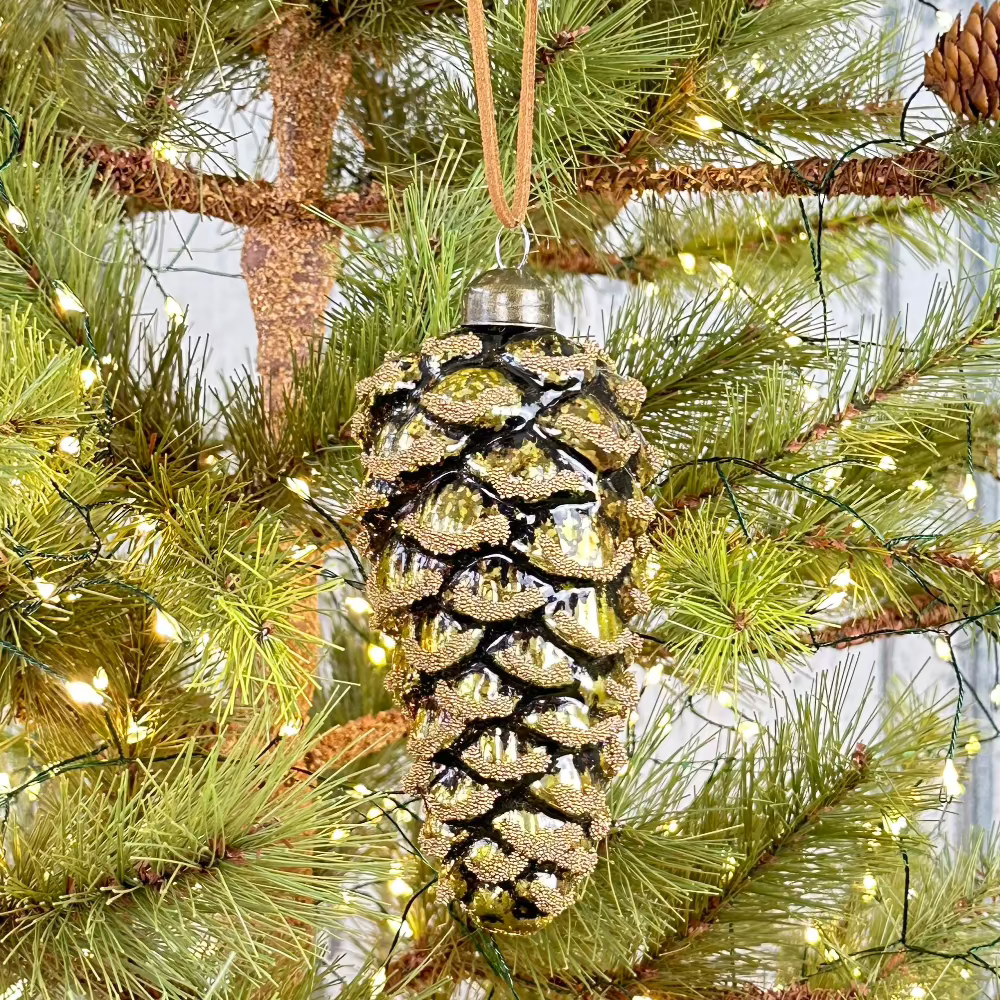 Beaded Glass Brown and Green Ornament at Home Smith