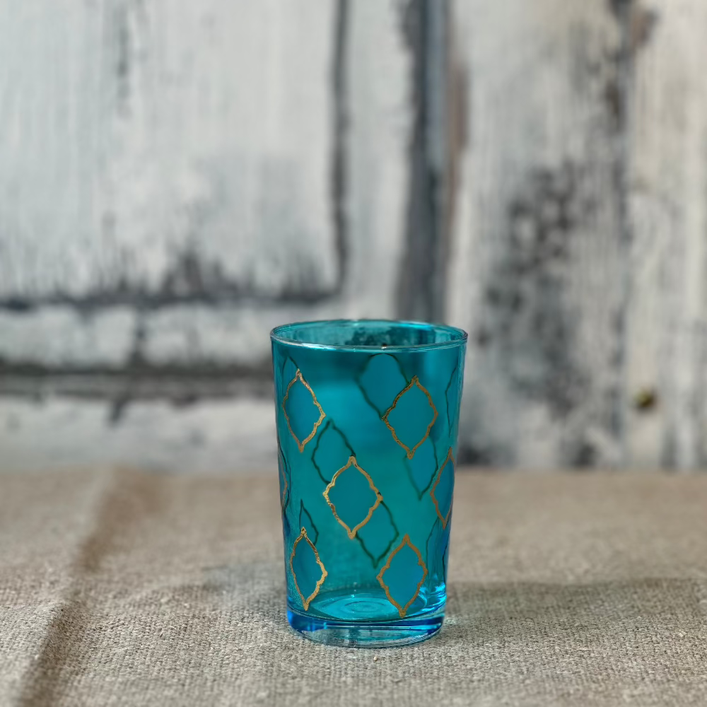 Gold Diament Tea Light Holder in Turquoise at Home Smith